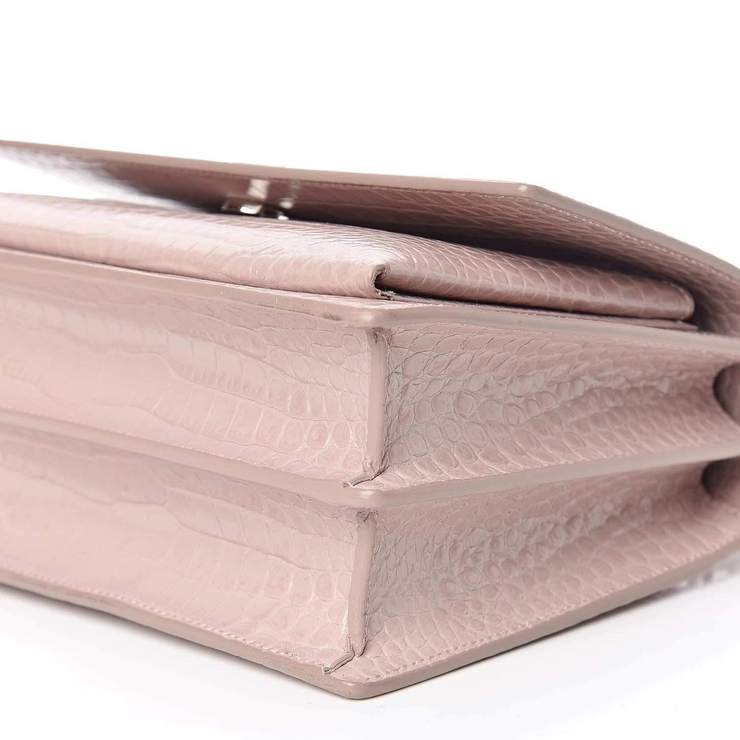 Saint Laurent Calfskin Crocodile Embossed Medium Monogram Sunset Powder Pink 6 of 10