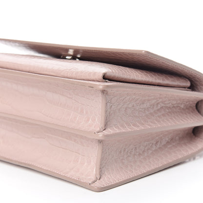 Saint Laurent Calfskin Crocodile Embossed Medium Monogram Sunset Powder Pink 6 of 10