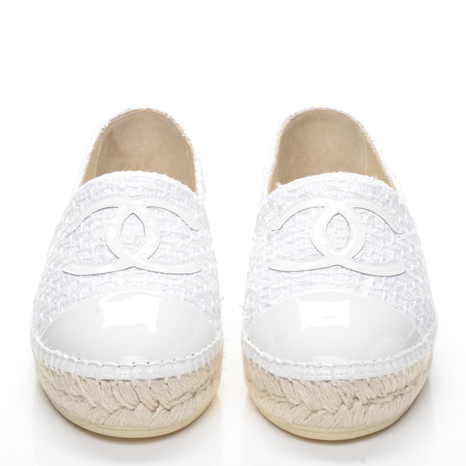 Chanel Tweed Patent CC Espadrilles 37 White 2 of 10