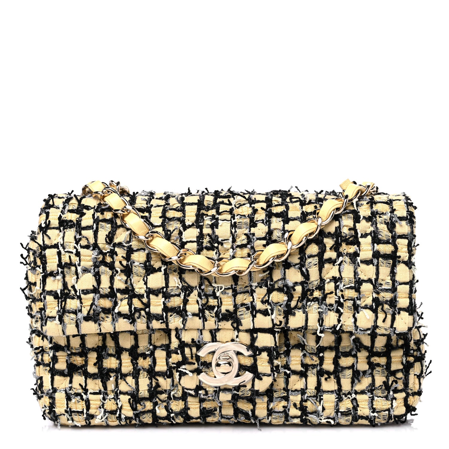 Chanel Tweed Quilted Mini Rectangular Flap Yellow Black 1 of 10
