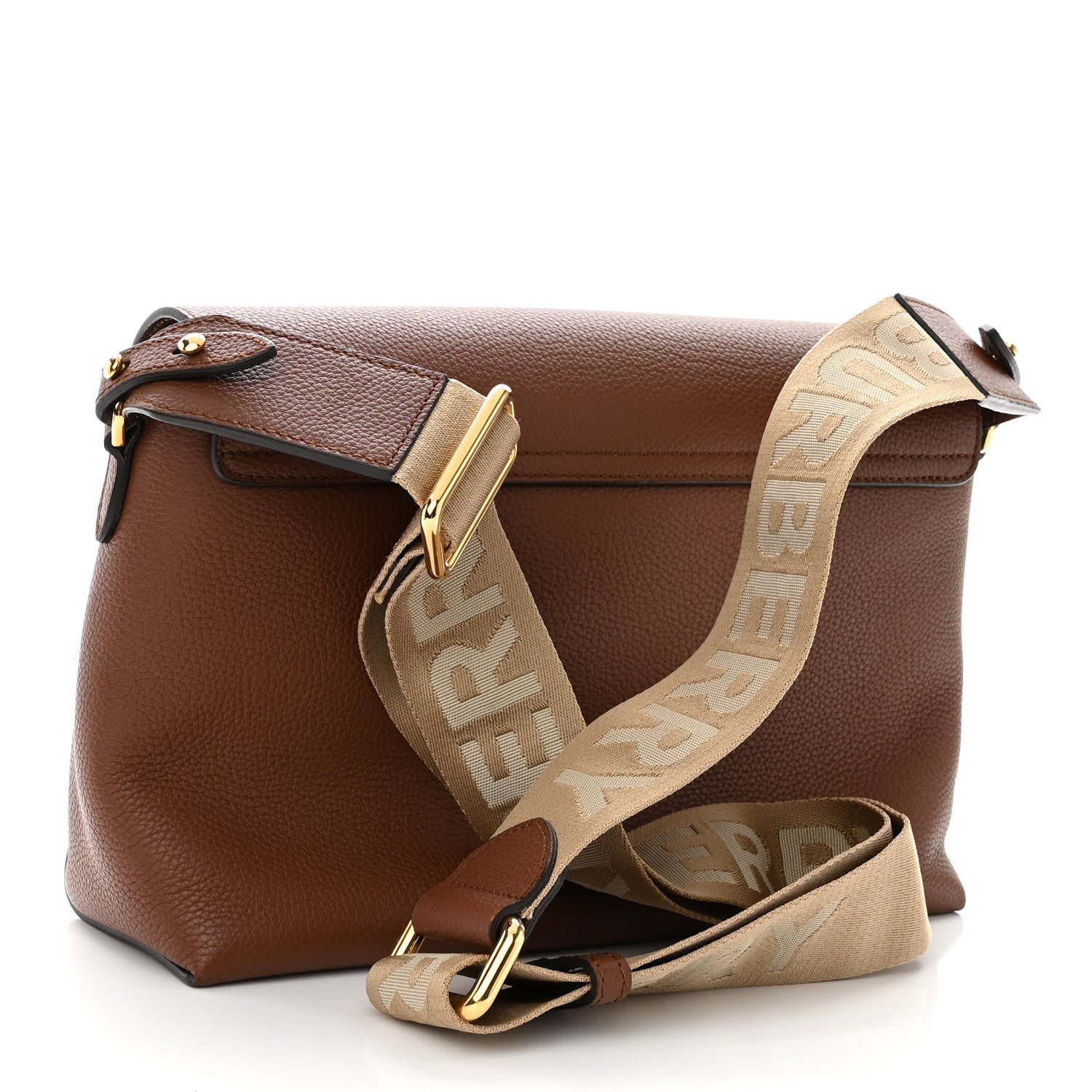 Burberry Calfskin Vintage Check Note Crossbody Bag Tan 3 of 10
