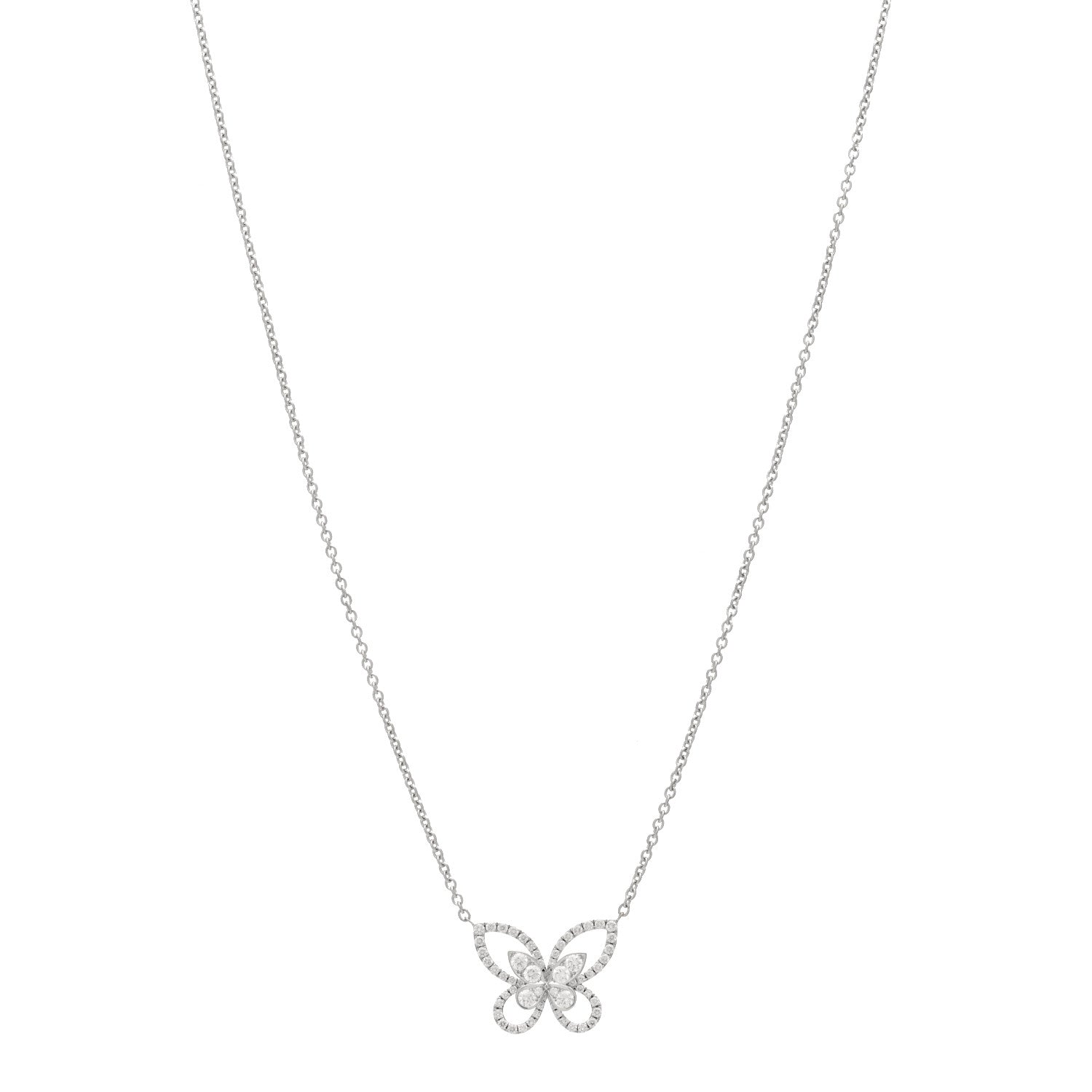 Graff 18K White Gold Diamond Butterfly Silhouette Pendant Necklace 1 of 3