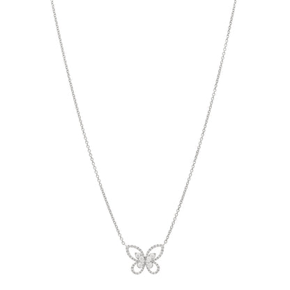 Graff 18K White Gold Diamond Butterfly Silhouette Pendant Necklace 1 of 3