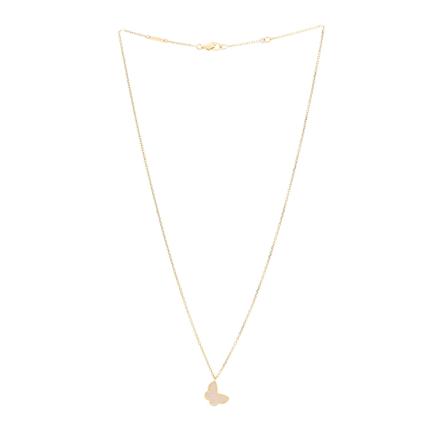 Van Cleef & Arpels 18K Yellow Gold Mother of Pearl Sweet Alhambra Butterfly Pendant Necklace 3 of 6
