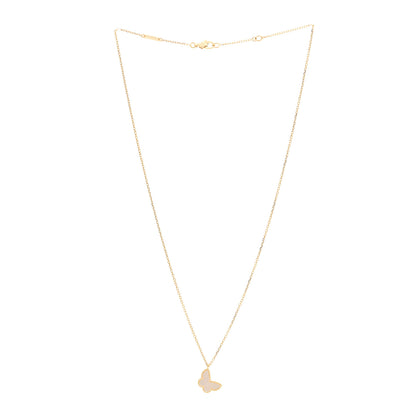 Van Cleef & Arpels 18K Yellow Gold Mother of Pearl Sweet Alhambra Butterfly Pendant Necklace 3 of 6
