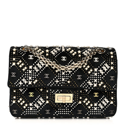 Chanel Velvet Pearl Crystal Embellished 2.55 Mini Reissue Flap Black 1 of 10