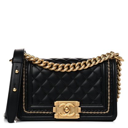 Chanel Lambskin Quilted Small Chain Detail Boy Flap Black 1 of 16