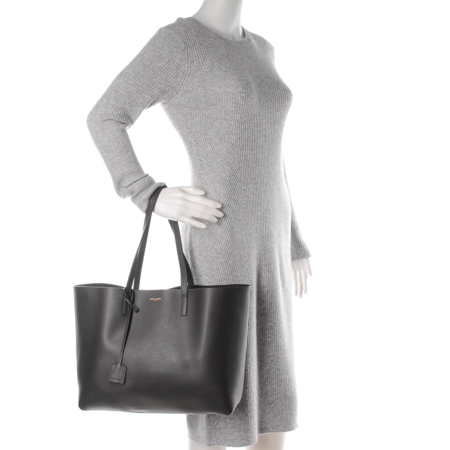 Saint Laurent Calfskin Large Shopping Tote Dark Grey 2 of 9