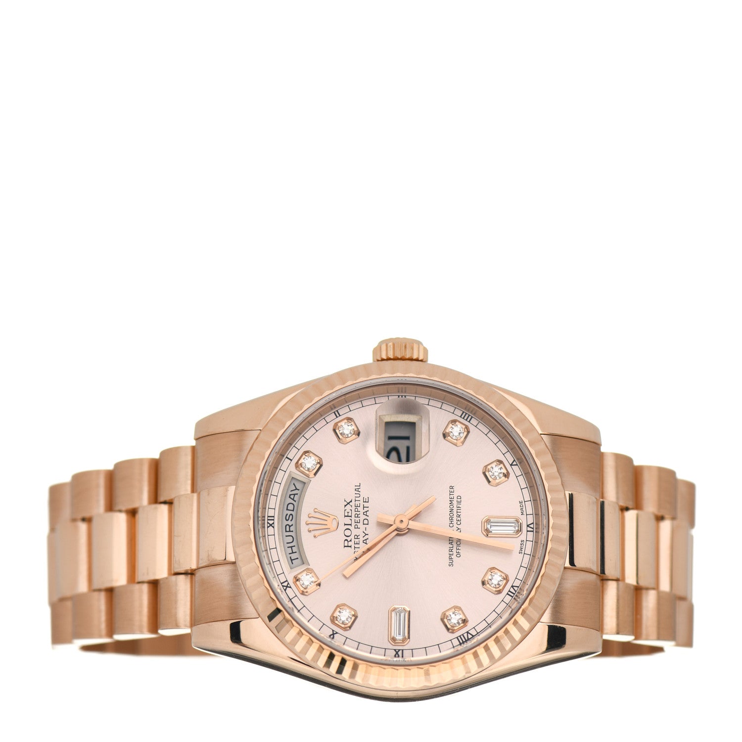 Rolex 18K Everose Gold Diamond 36mm Oyster Perpetual Day-Date President Watch Rose 118235 2 of 4