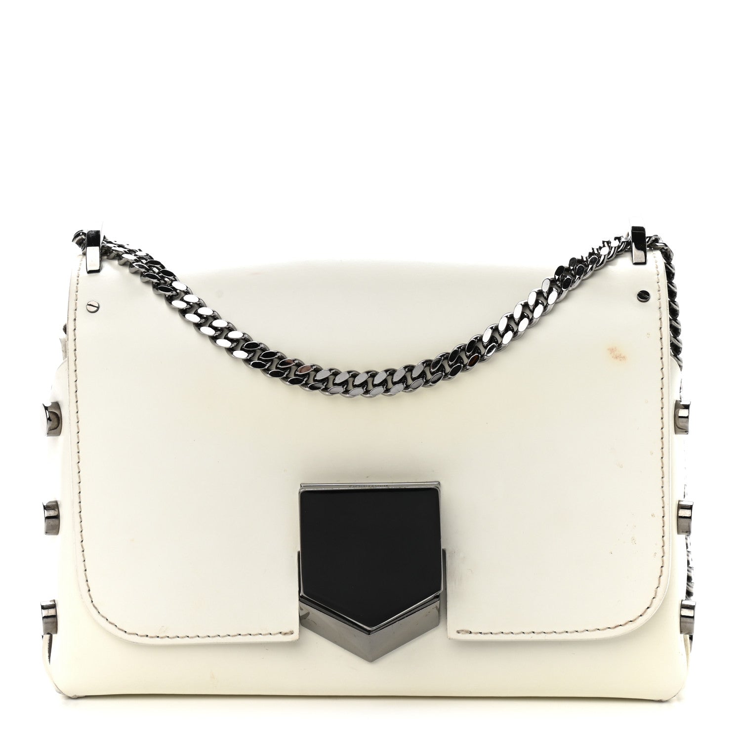 Jimmy Choo Smooth Calfskin Lockett Petite Shoulder Bag White 1 of 9