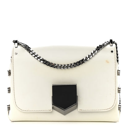 Jimmy Choo Smooth Calfskin Lockett Petite Shoulder Bag White 1 of 9