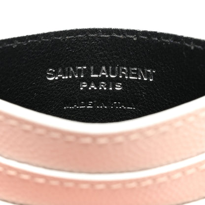 Saint Laurent Grain De Poudre Monogram Credit Card Case Rose 6 of 10