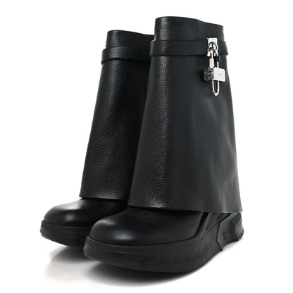 Givenchy Grained Calfskin Shark Lock Biker Ankle Boots 39 Black 3 of 8