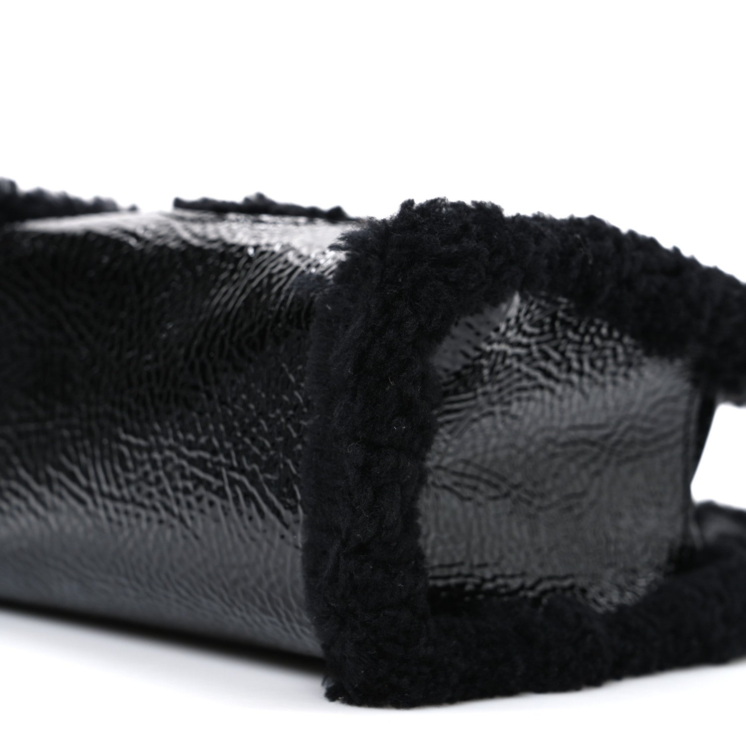 Telfar X UGG Crinkle Patent Shearling Small Shopping Bag Black 10 of 10