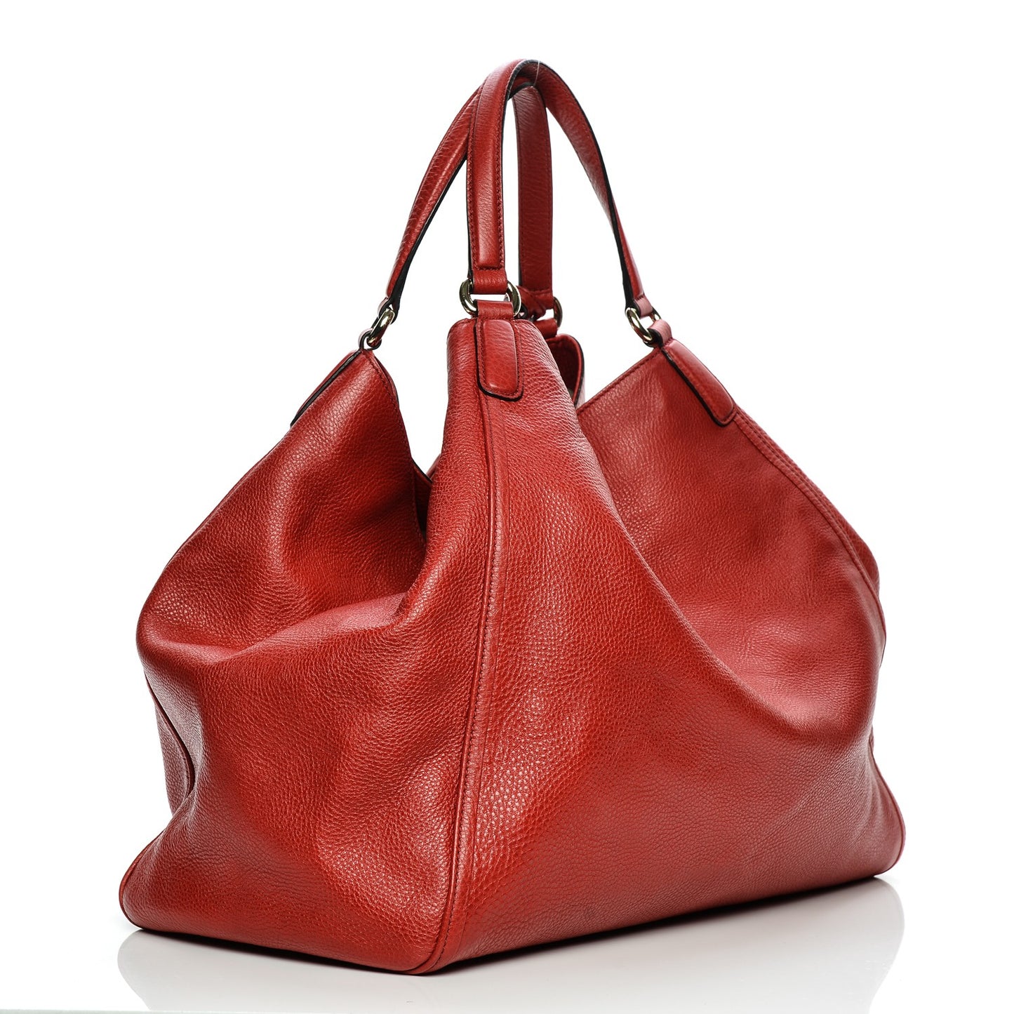 Pebbled Calfskin Large Soho Shoulder Bag Red