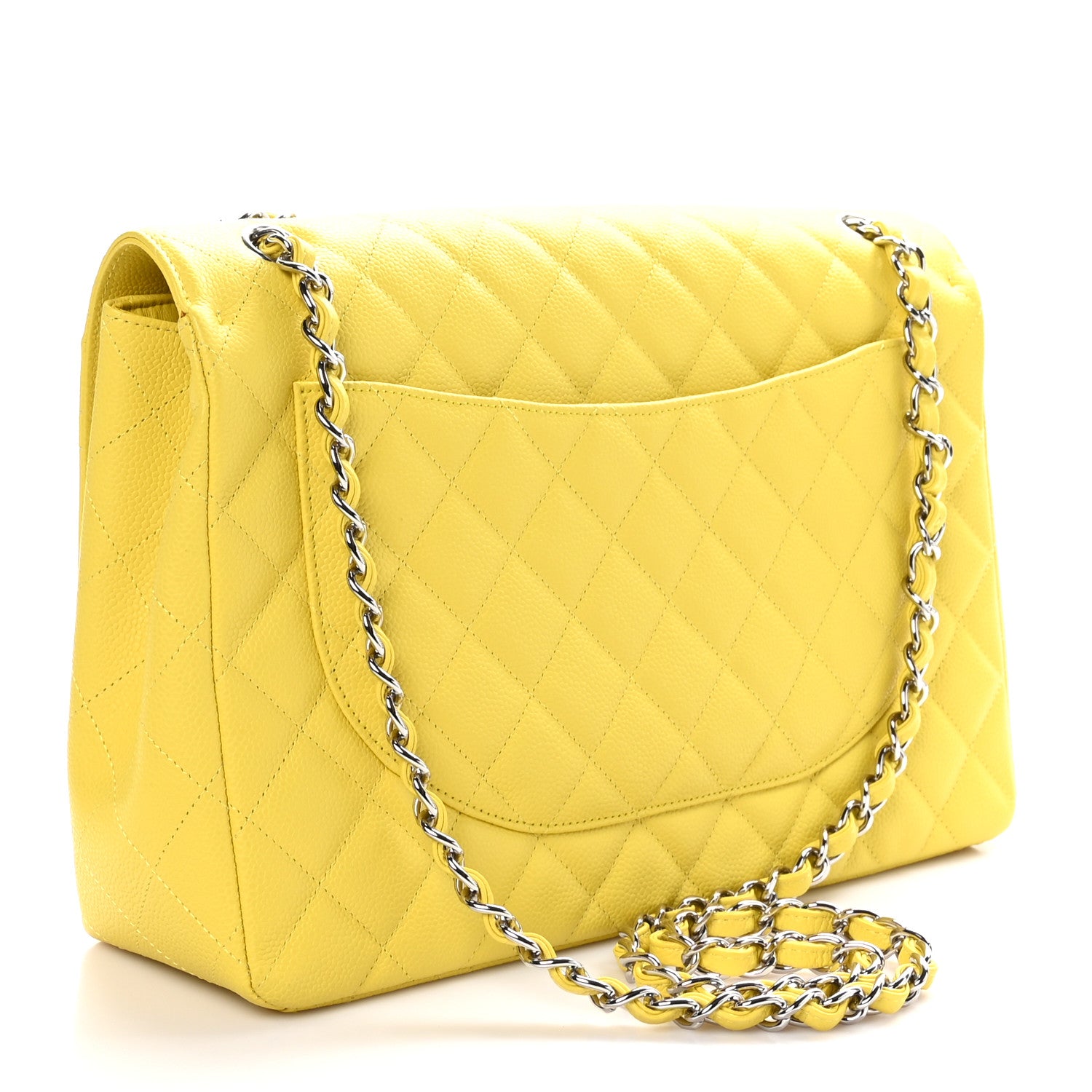 Chanel Caviar Quilted Maxi Single Flap Yellow 3 of 12