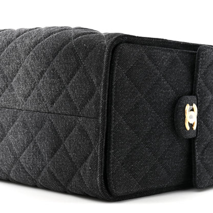 Chanel Washed Denim Quilted Medium Chanel 25 Handbag Black 9 of 10