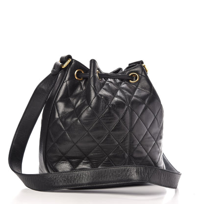 Chanel Lambskin Quilted Drawstring Shoulder Bag Black 3 of 10
