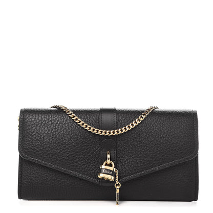 Chloe Shiny Grained Calfskin Aby Wallet on Chain Black 1 of 11
