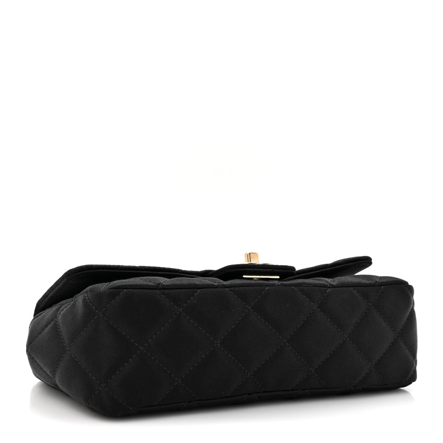 Satin Quilted Mini Rectangular Flap Black