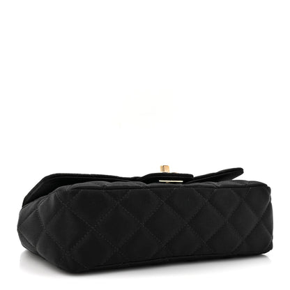 Chanel Satin Quilted Mini Rectangular Flap Black 4 of 10