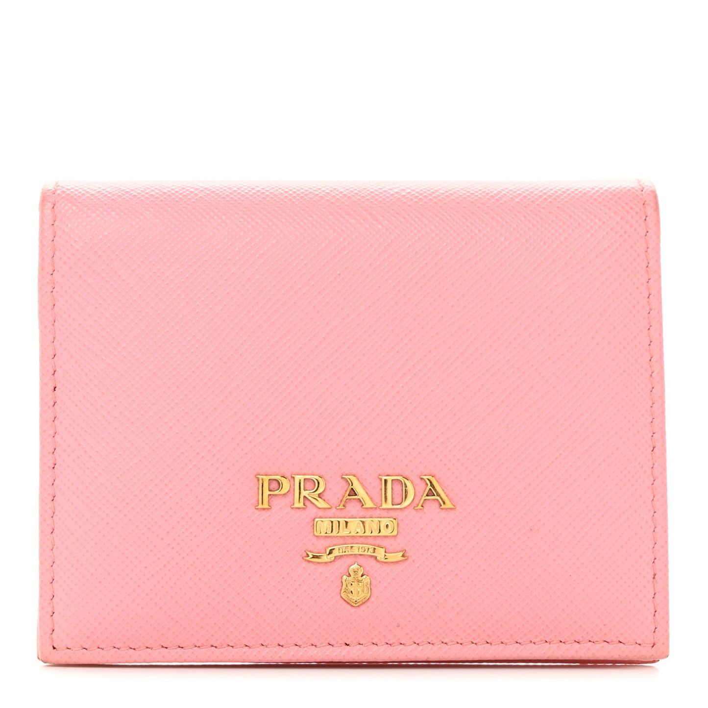 Saffiano Metal Compact Snap Bi-Fold Wallet Peonia