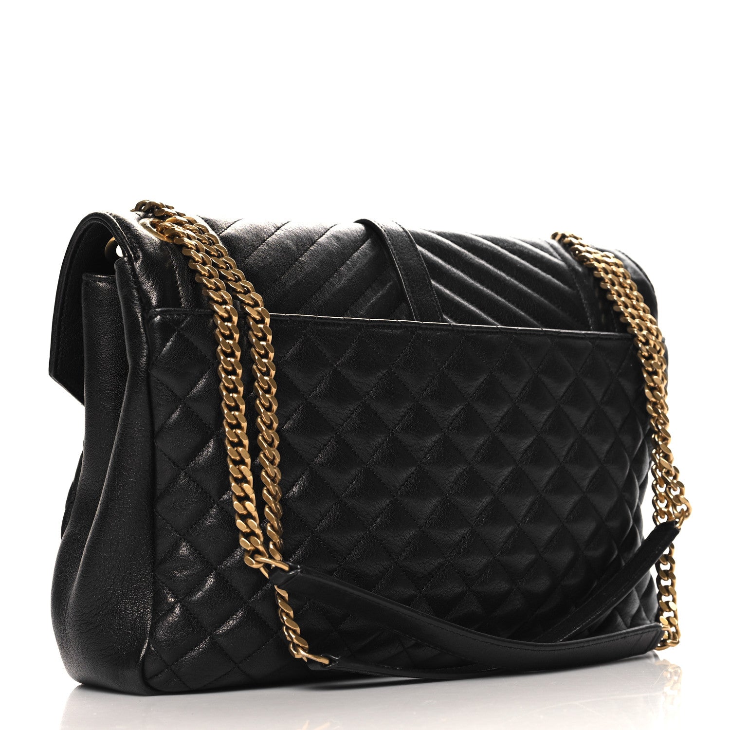 Saint Laurent Goatskin Mixed Matelasse Triquilt Large Monogram Satchel Black 3 of 12
