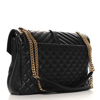 Saint Laurent Goatskin Mixed Matelasse Triquilt Large Monogram Satchel Black 3 of 12