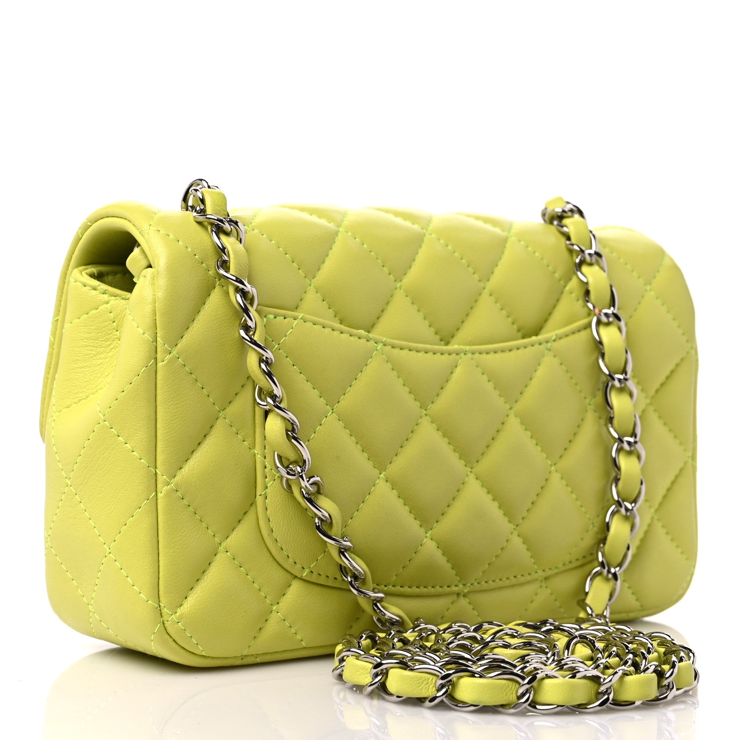 Chanel Lambskin Quilted Mini Rectangular Flap Yellow 3 of 11