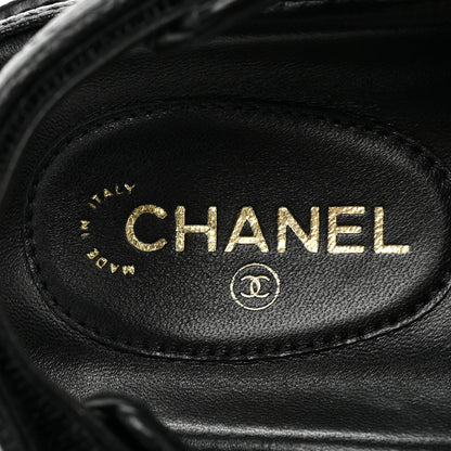 Chanel Grained Calfskin Velcro Dad Sandals 37 Black 7 of 10