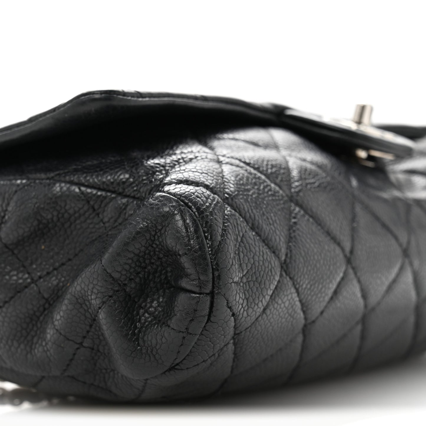 Caviar Quilted Clutch With Chain Flap Black