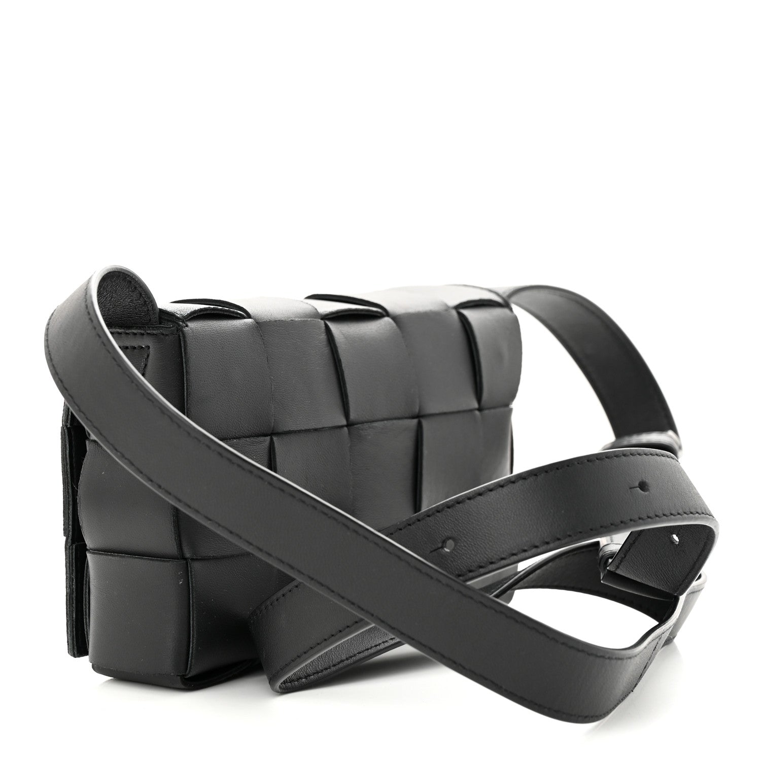 Bottega Veneta Lambskin Maxi Intreccio Small Cassette Crossbody Bag Black 3 of 10