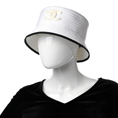 Chanel Paper Cotton CC Bucket Hat M White Black 2 of 8