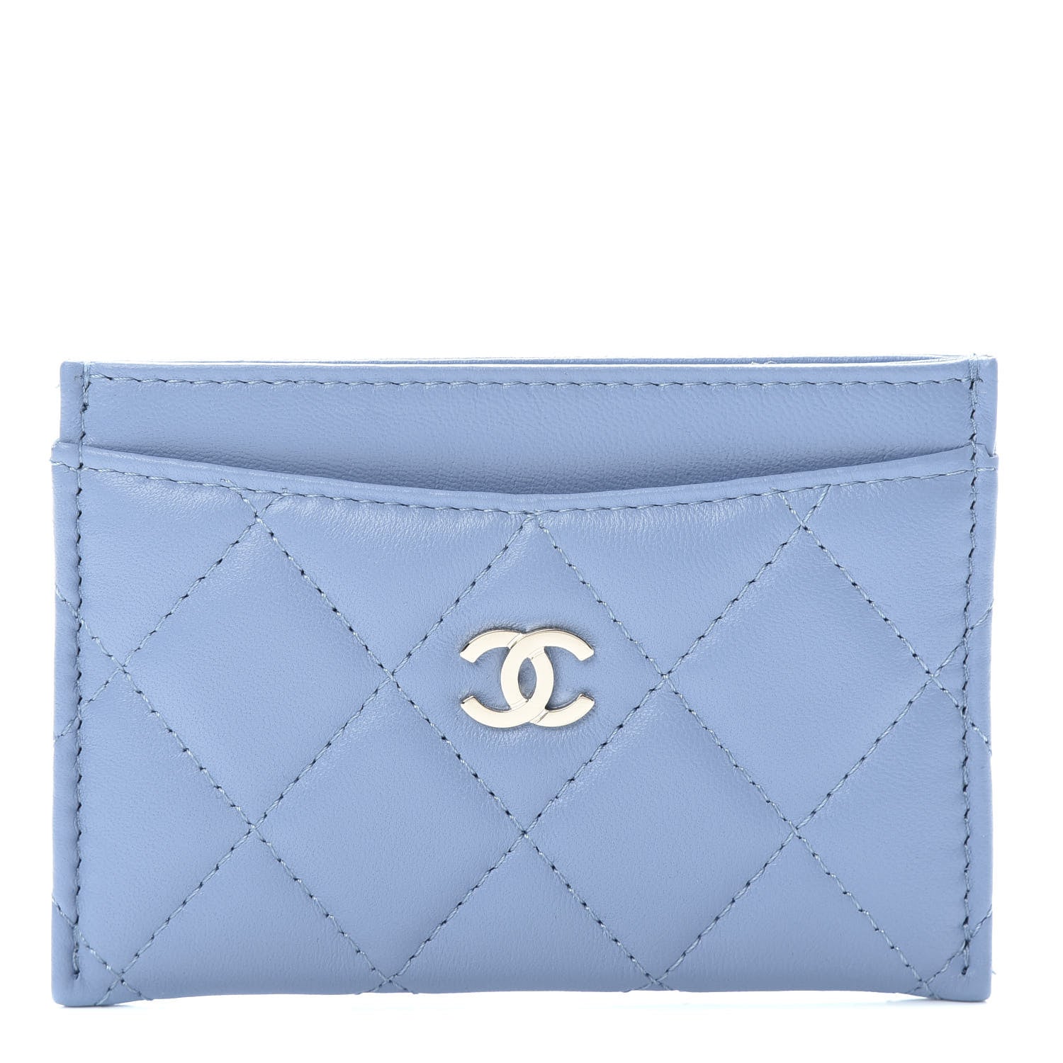 Chanel Lambskin Quilted Card Holder Light Blue 1 of 9