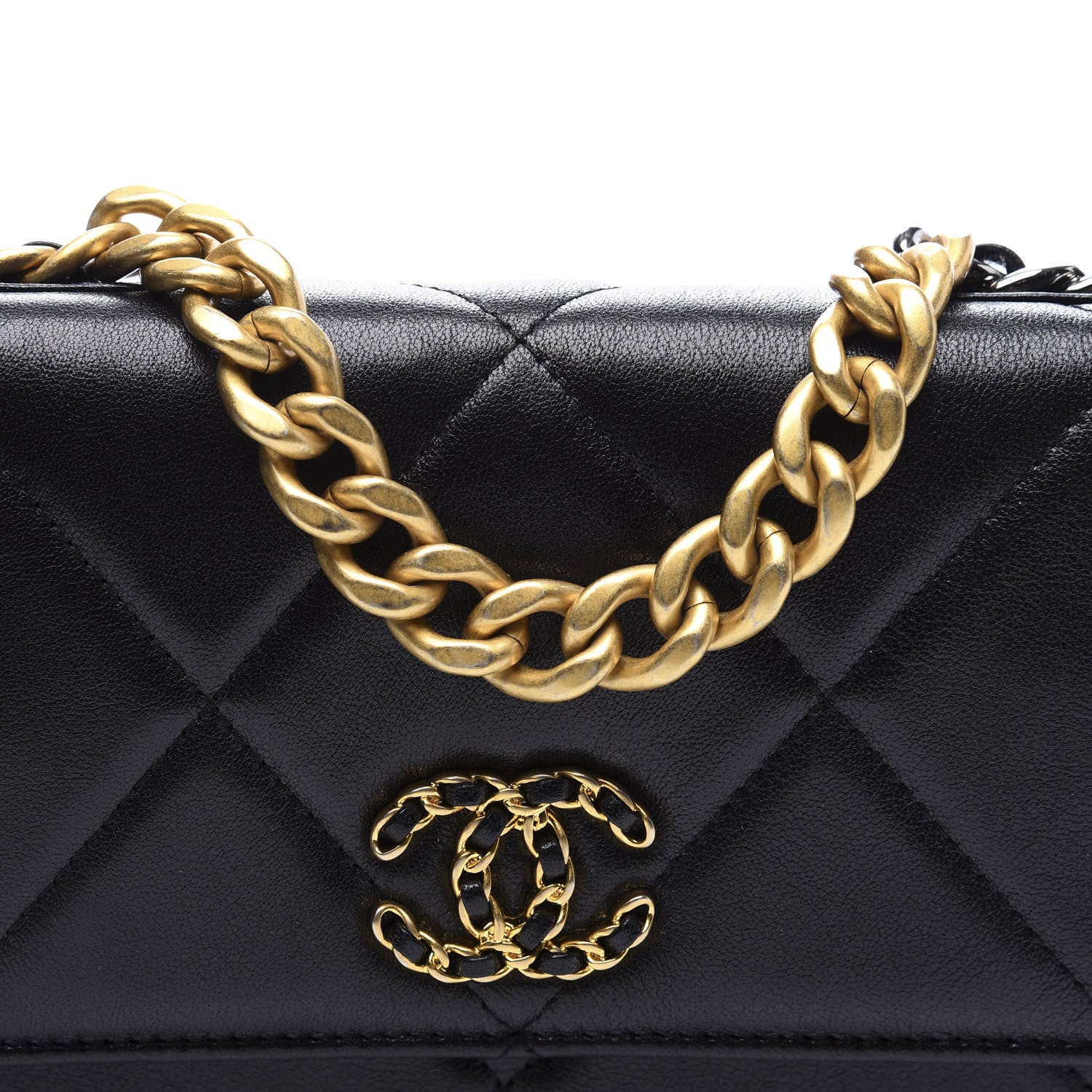 Chanel Lambskin Quilted 19 Wallet On Chain WOC Black 10 of 11