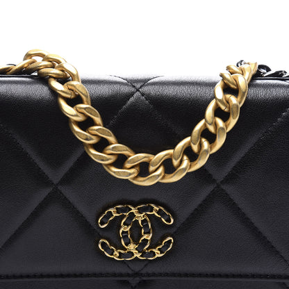 Chanel Lambskin Quilted 19 Wallet On Chain WOC Black 10 of 11