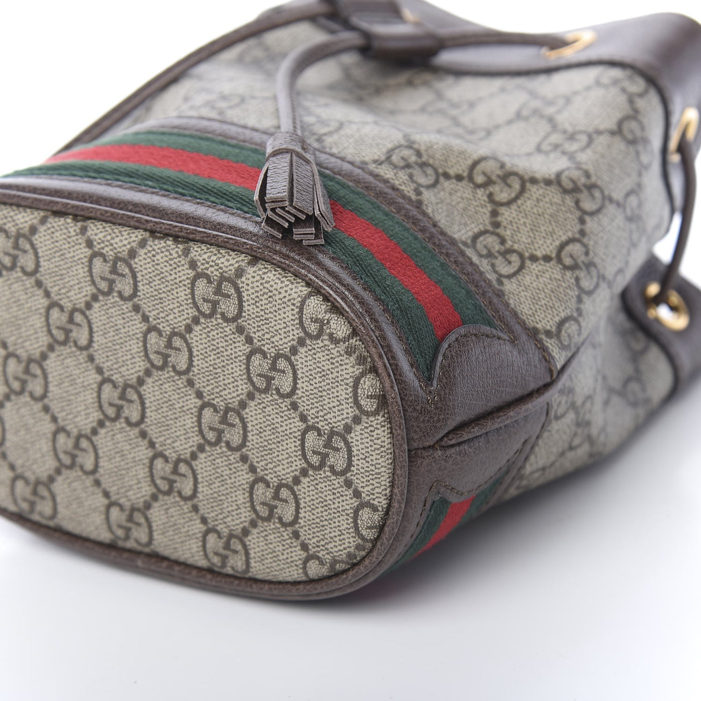 GG Supreme Monogram Web Mini Ophidia Bucket Bag Brown