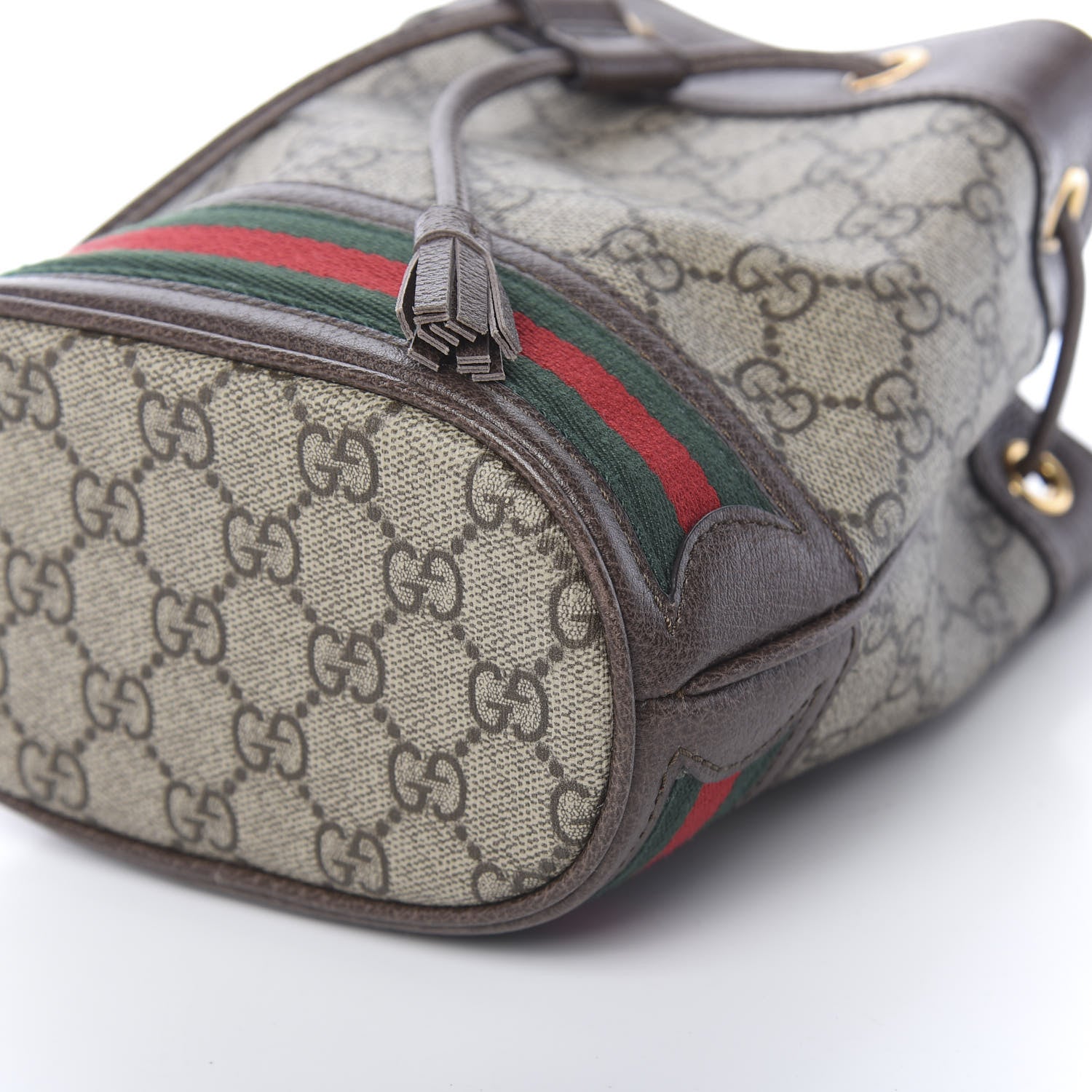 Gucci GG Supreme Monogram Web Mini Ophidia Bucket Bag Brown 9 of 10