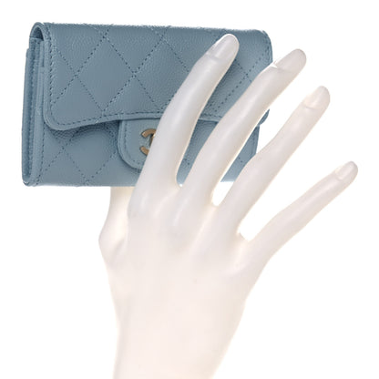 Chanel Caviar Quilted Flap Card Holder Wallet Light Blue 2 of 12