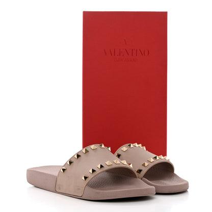 Valentino Garavani Rubber Rockstud Slide Sandals 38 Poudre 13 of 13