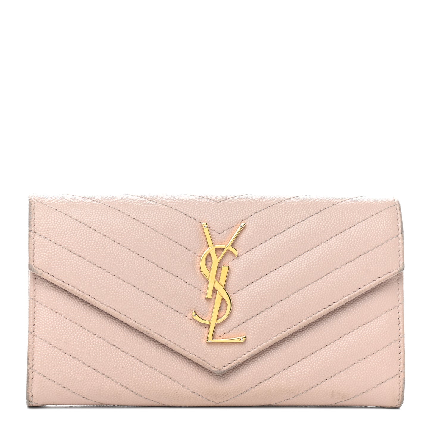 Grain De Poudre Matelasse Chevron Monogram Flap Wallet Pale Pink