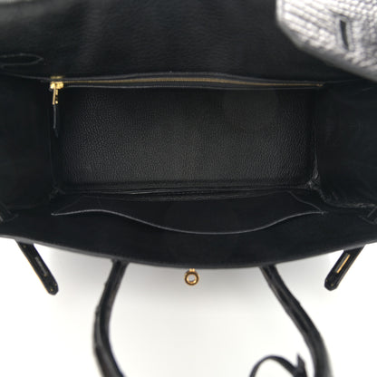 Hermes Matte Porosus Crocodile Birkin 35 Black 5 of 13