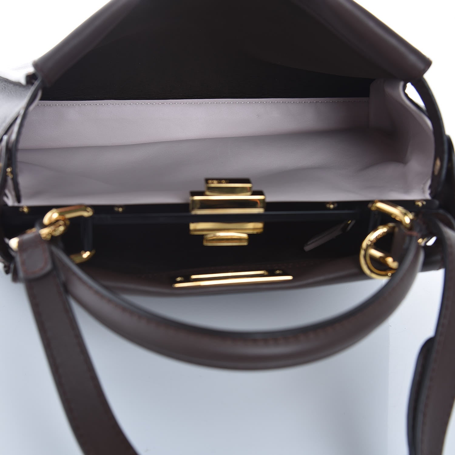 Fendi Vitello Seta Shiny Nappa Medium Peekaboo Iconic Satchel Moresco Rosa Doll 6 of 8