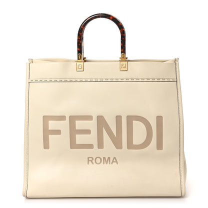 Fendi Vitello King Plexiglass Logo Embossed Large Fendi Sunshine Shopper Tote White Ice 1 of 10