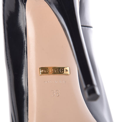 Gucci Polished Calfskin Removable Bow Elaisa Platform High Heel Pumps 36 Black 10 of 15