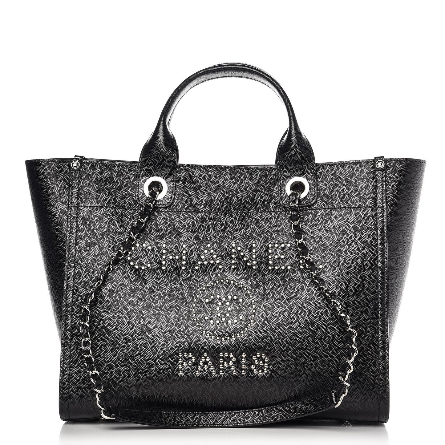 Caviar Small Studded Deauville Tote Black