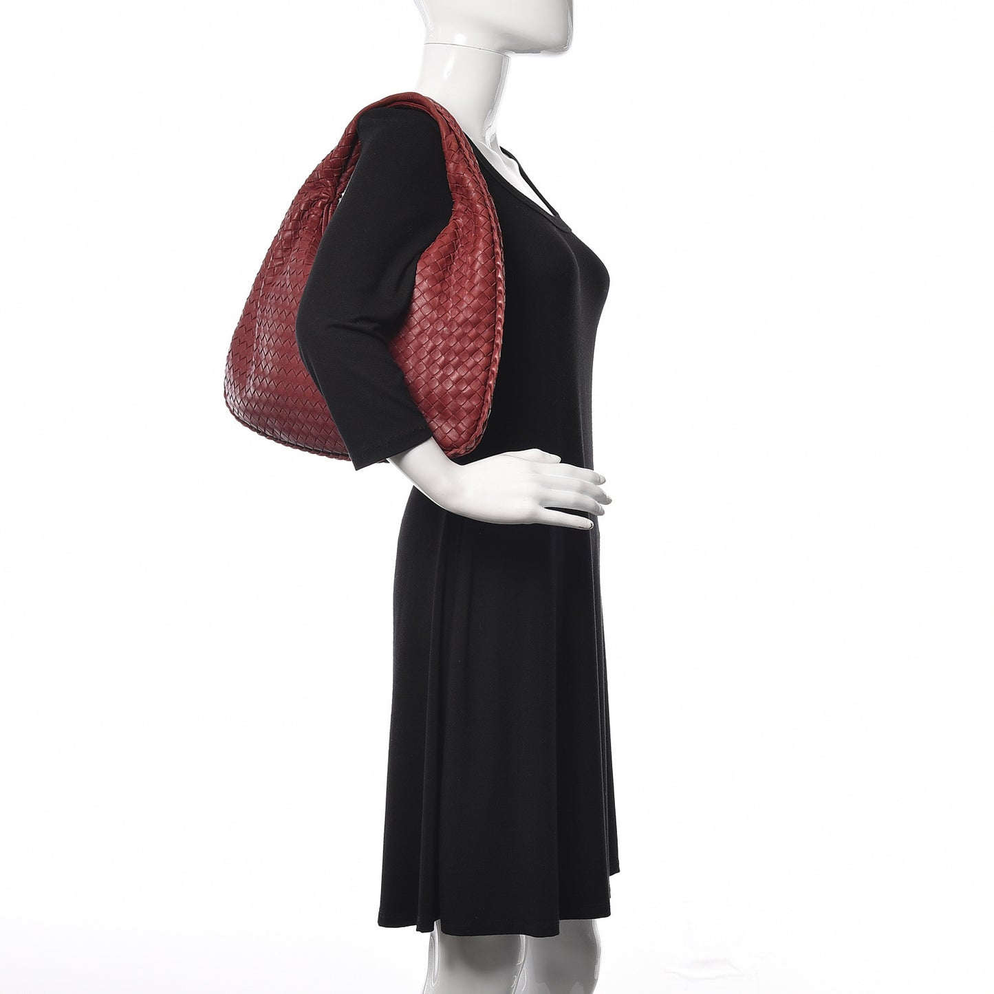 Nappa Intrecciato Medium Veneta Hobo Vermillion