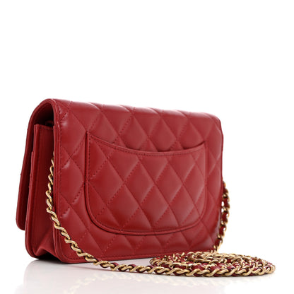 Chanel Lambskin Gripoix Quilted Wallet On Chain WOC Red 3 of 10