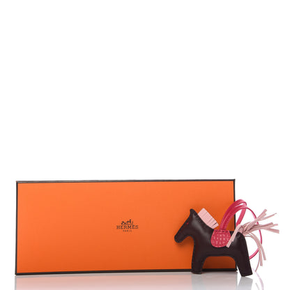 Hermes Milo Lambskin Matte Alligator Touch Grigri Rodeo Horse Bag Charm PM Rouge Sellier Framboise Rose Sakura 6 of 6