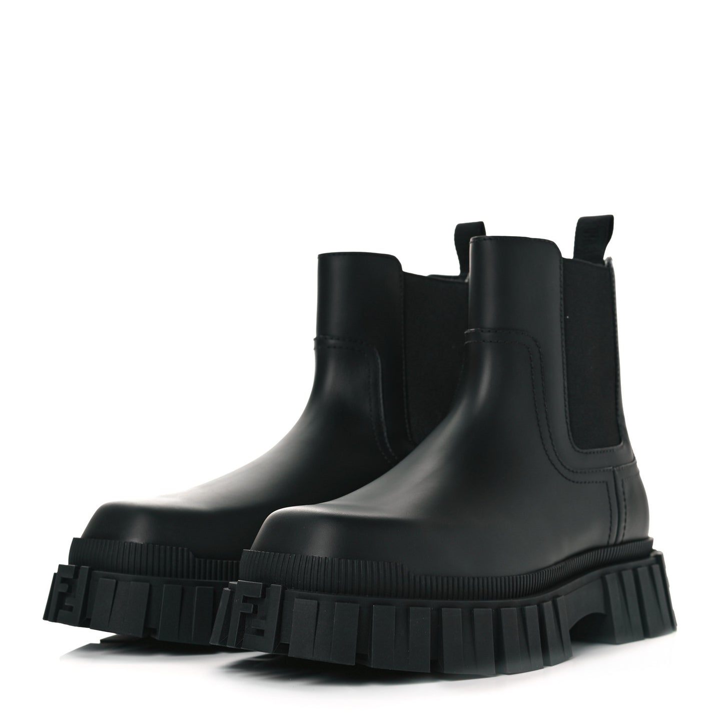 Calfskin Rubber Mens Fendi Force Chelsea Boots 7.5 Black